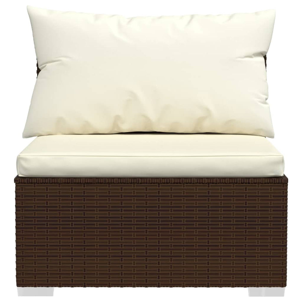 7-delige Loungeset met kussens poly rattan bruin MeubelReus