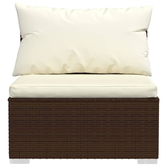 7-delige Loungeset met kussens poly rattan bruin MeubelReus
