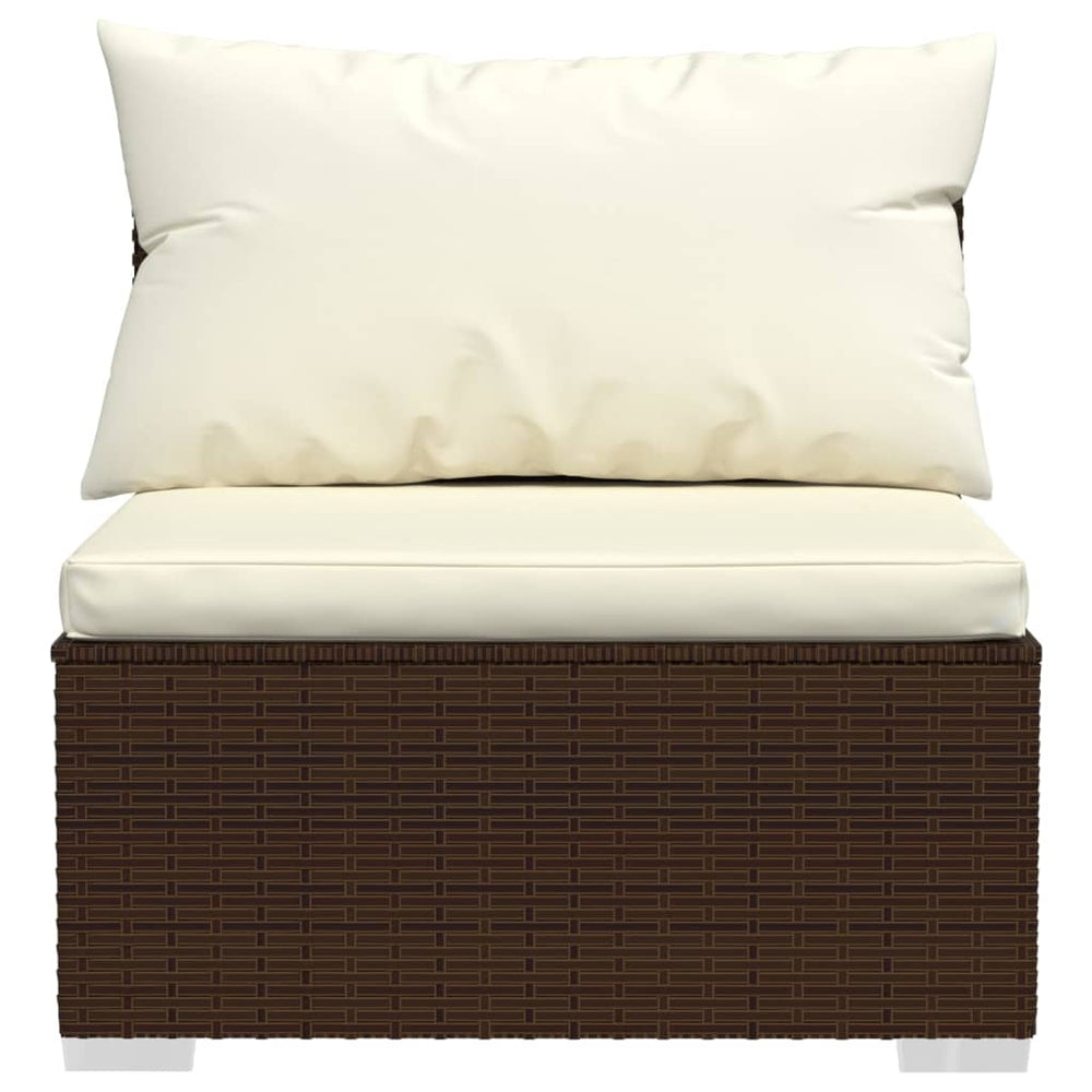7-delige Loungeset met kussens poly rattan bruin MeubelReus