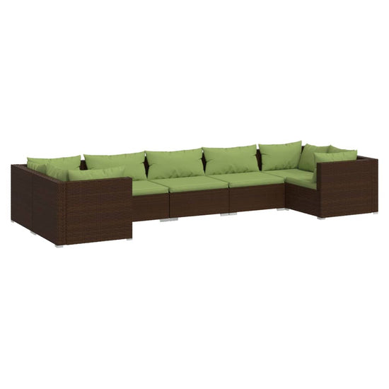 7-delige Loungeset met kussens poly rattan bruin MeubelReus
