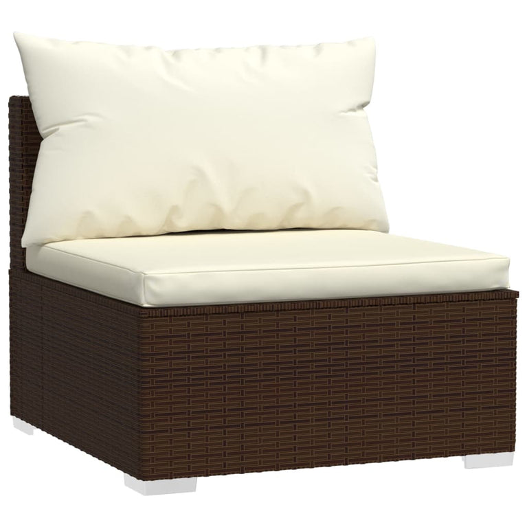 8-delige Loungeset met kussens poly rattan bruin