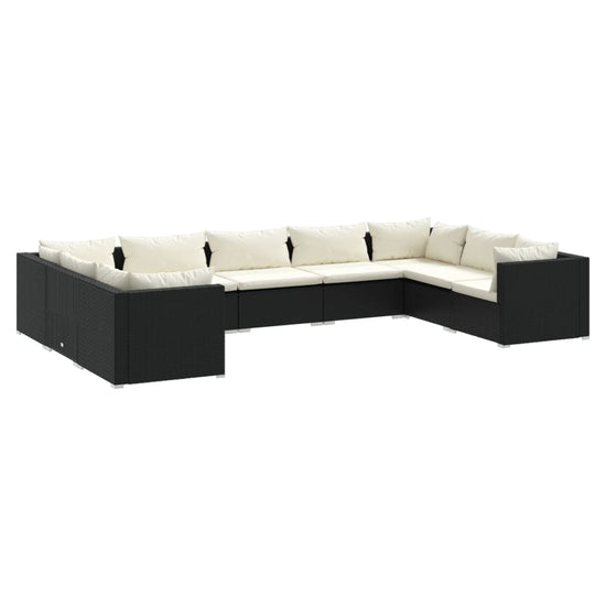 9-delige Loungeset met kussens poly rattan zwart MeubelReus