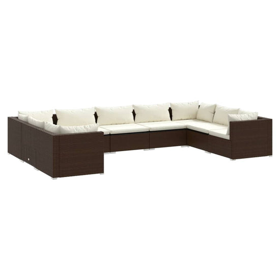9-delige Loungeset met kussens poly rattan bruin MeubelReus