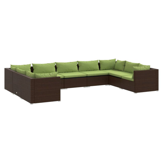 9-delige Loungeset met kussens poly rattan bruin MeubelReus