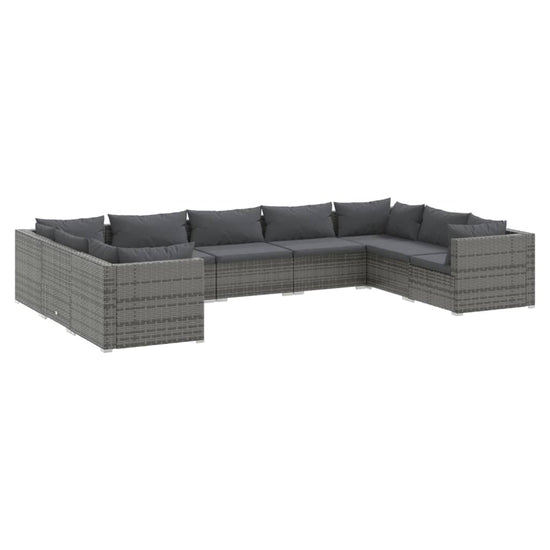 9-delige Loungeset met kussens poly rattan grijs MeubelReus