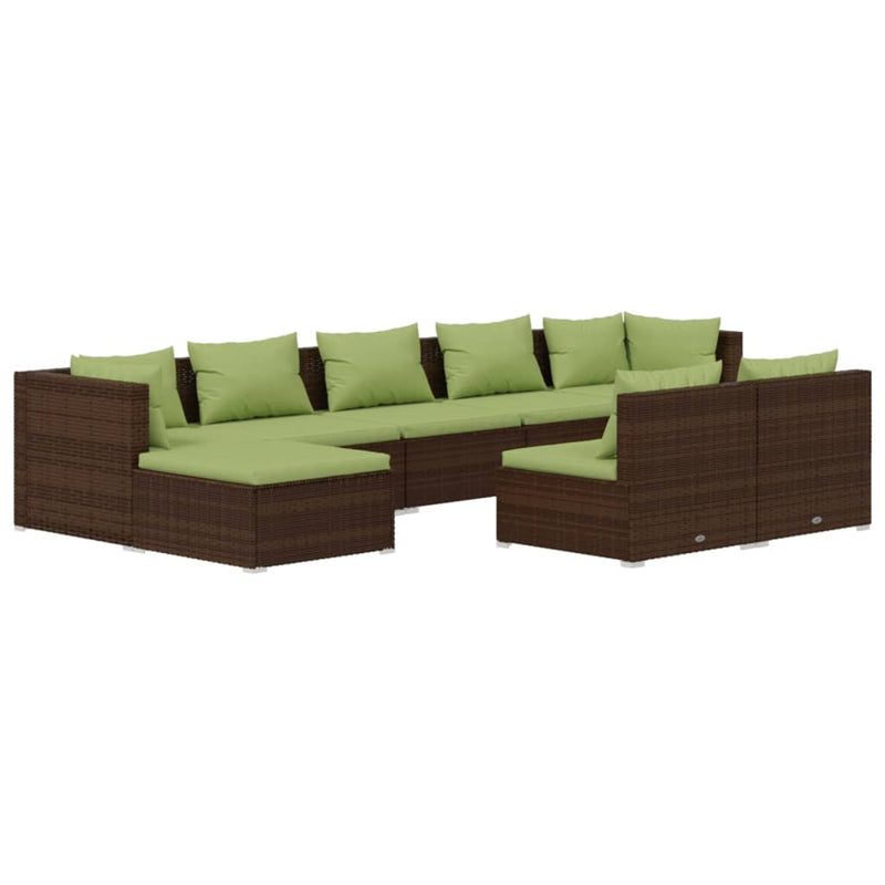 9-delige Loungeset met kussens poly rattan bruin MeubelReus