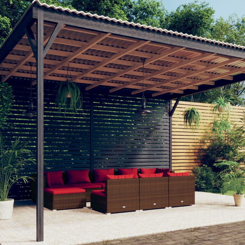 10-delige Loungeset met kussens poly rattan bruin MeubelReus