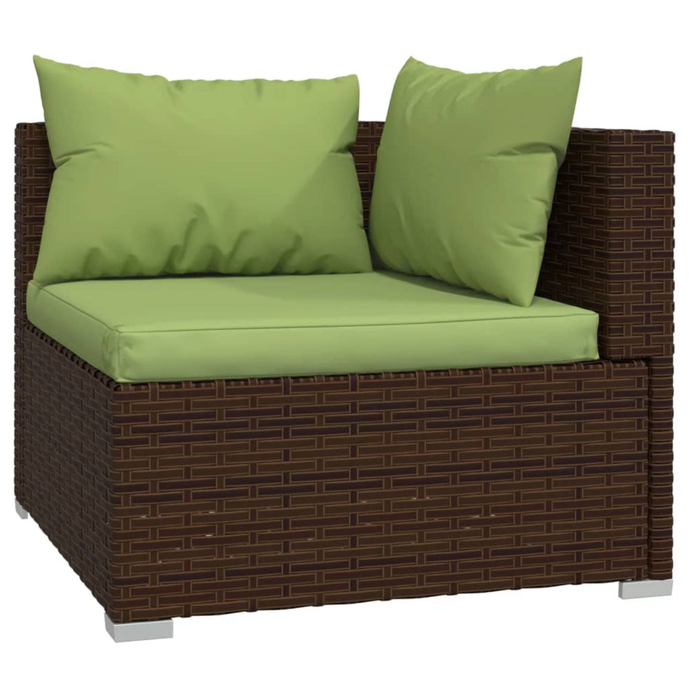 10-delige Loungeset met kussens poly rattan bruin MeubelReus