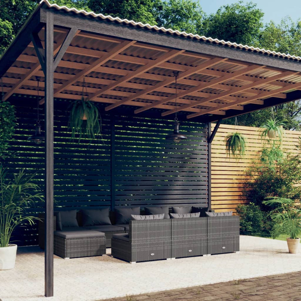 10-delige Loungeset met kussens poly rattan grijs MeubelReus