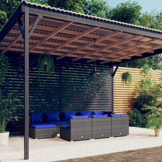 10-delige Loungeset met kussens poly rattan grijs MeubelReus