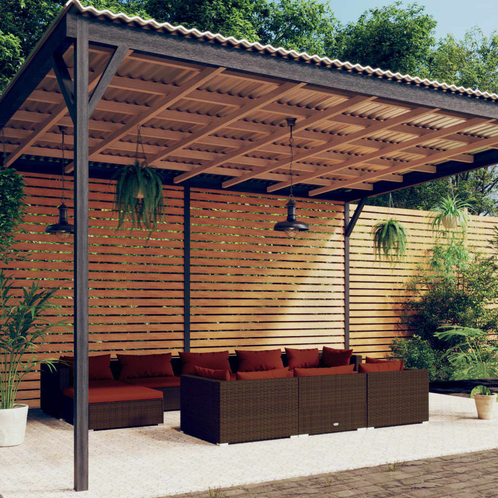 10-delige Loungeset met kussens poly rattan bruin MeubelReus