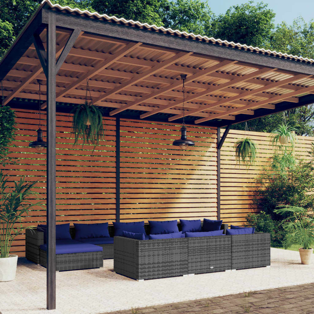 10-delige Loungeset met kussens poly rattan grijs MeubelReus
