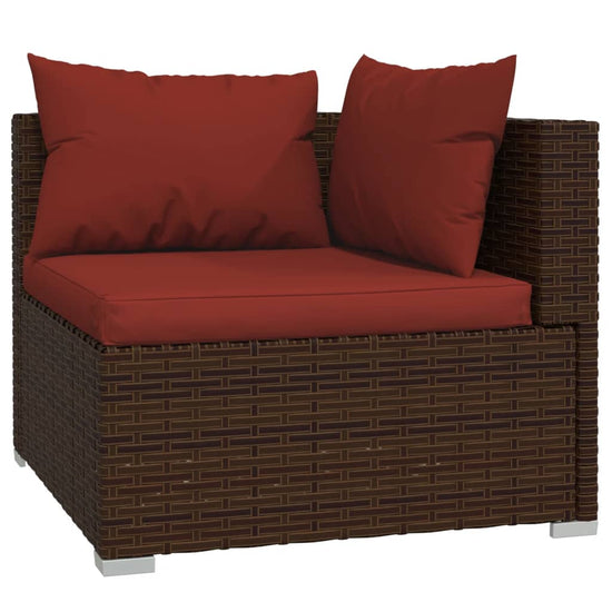 11-delige Loungeset met kussens poly rattan bruin MeubelReus