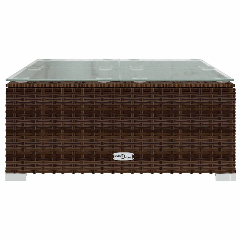 10-delige Loungeset met kussens poly rattan bruin