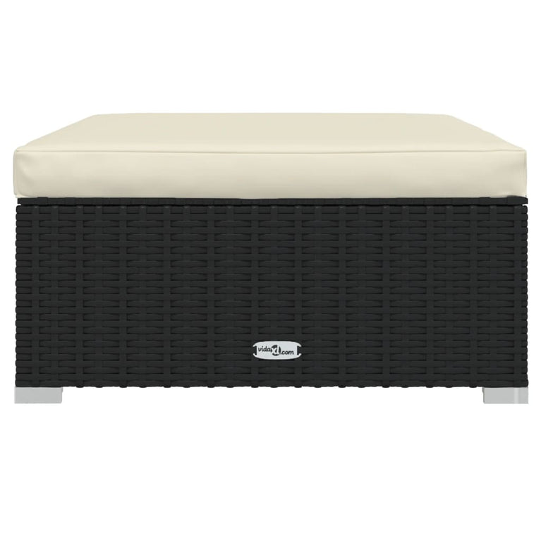 13-delige Loungeset met kussens poly rattan zwart