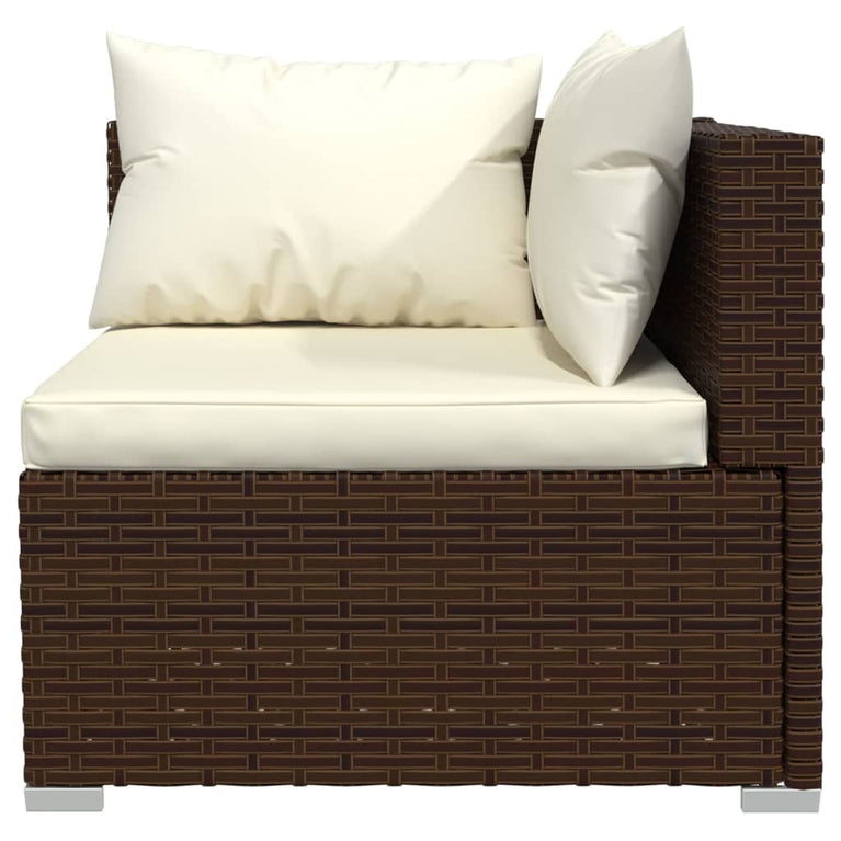 6-delige Loungeset met kussens poly rattan bruin