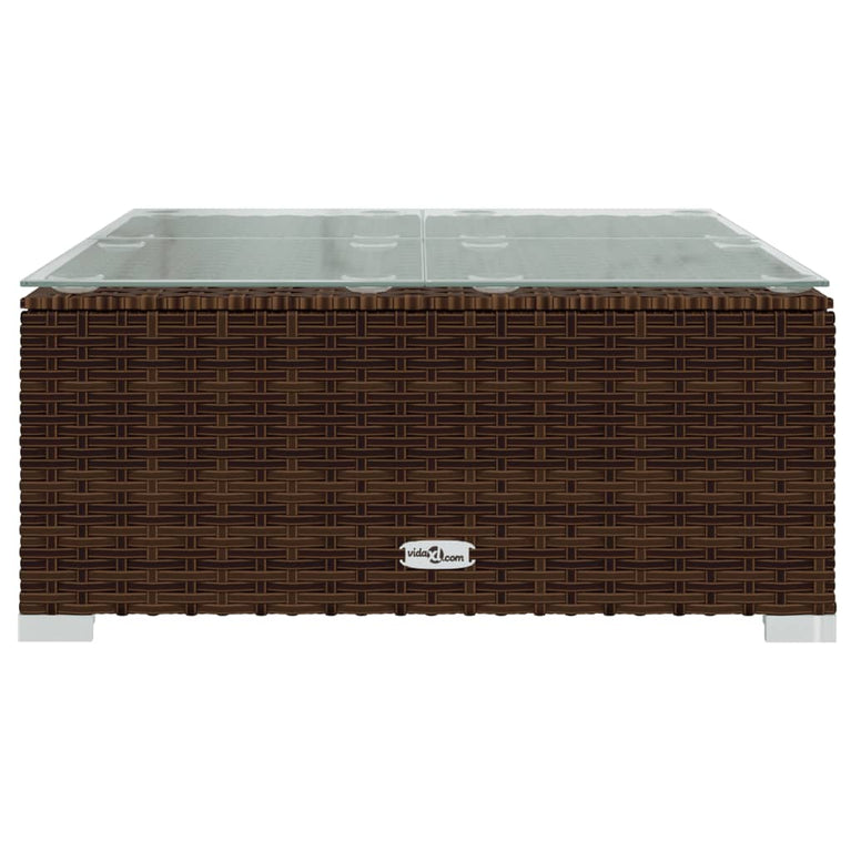 9-delige Loungeset met kussens poly rattan bruin