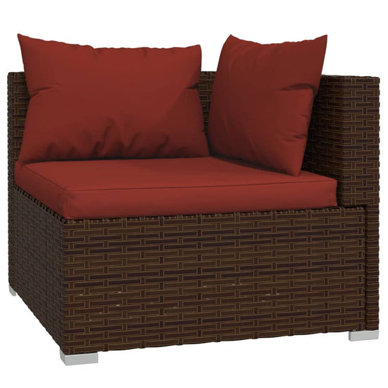 8-delige Loungeset met kussens poly rattan bruin 