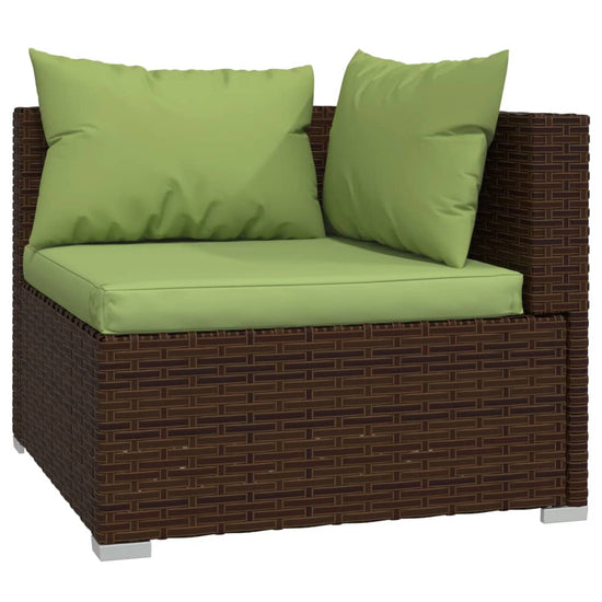 8-delige Loungeset met kussens poly rattan bruin 