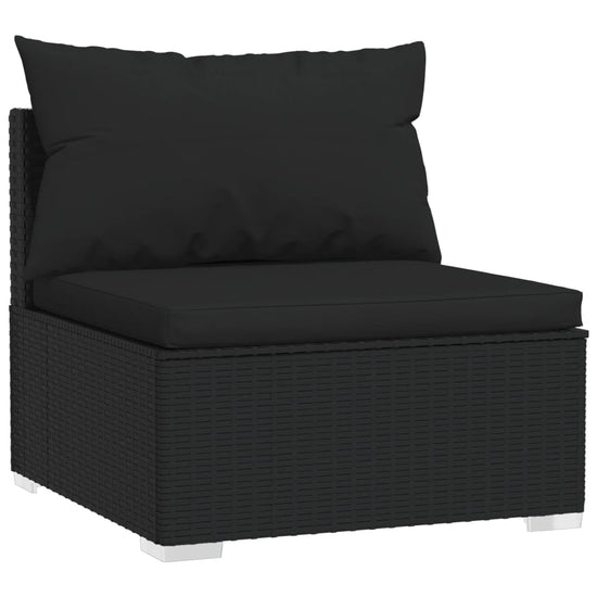 9-delige Loungeset met kussens poly rattan zwart MeubelReus