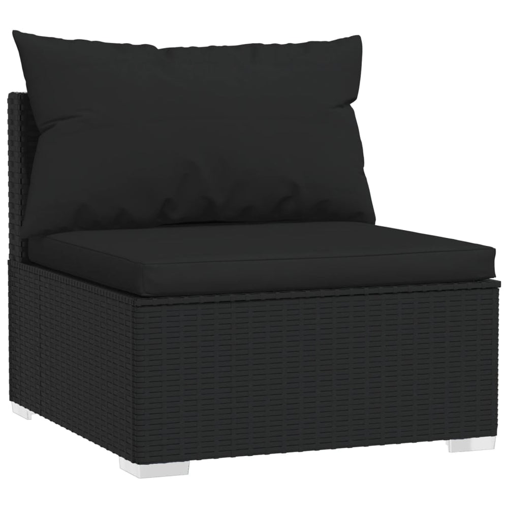 6-delige Loungeset met kussens poly rattan zwart MeubelReus