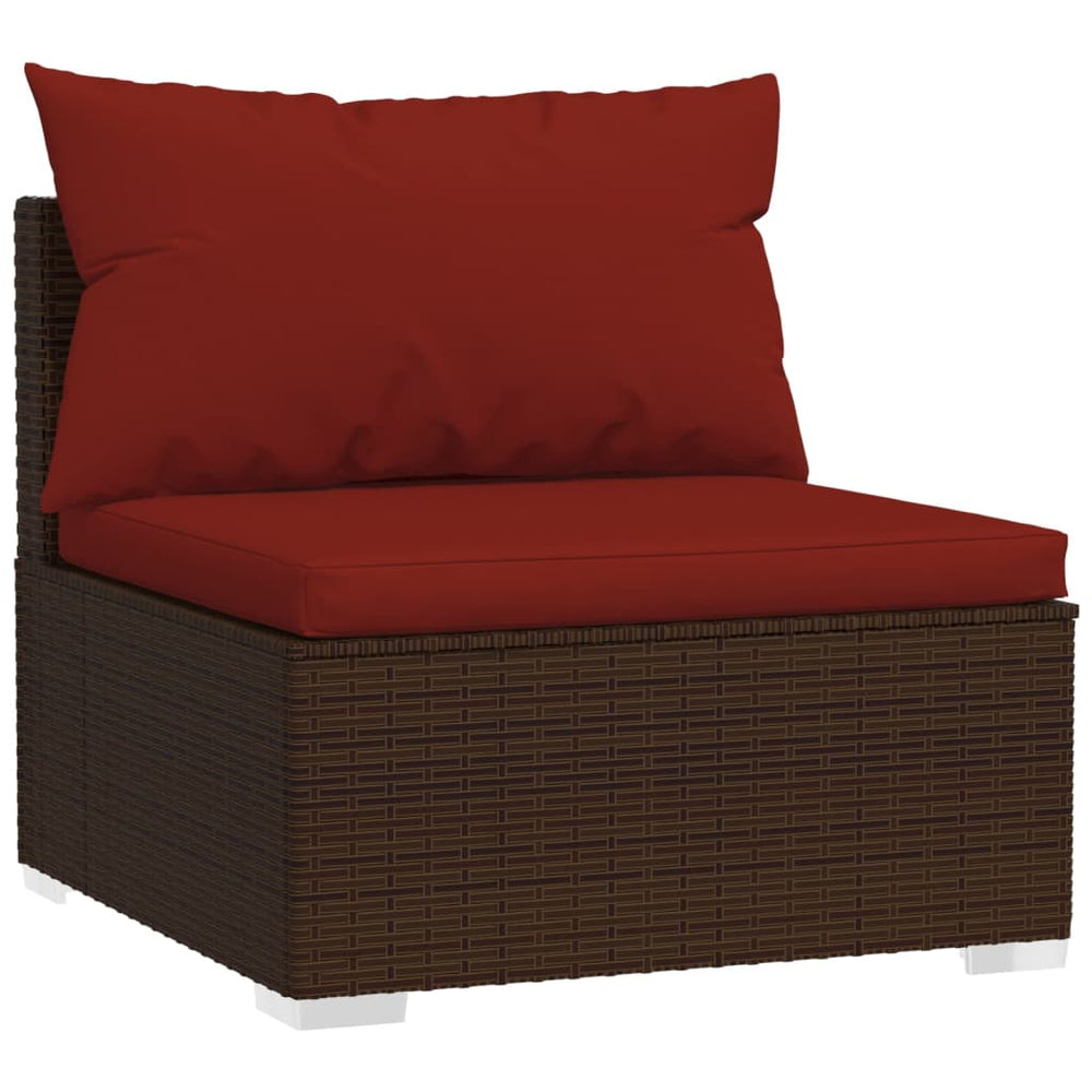 7-delige Loungeset met kussens poly rattan bruin MeubelReus