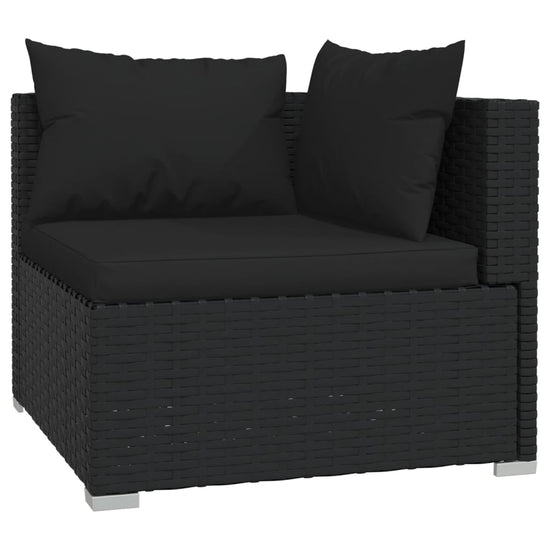 8-delige Loungeset met kussens poly rattan zwart MeubelReus
