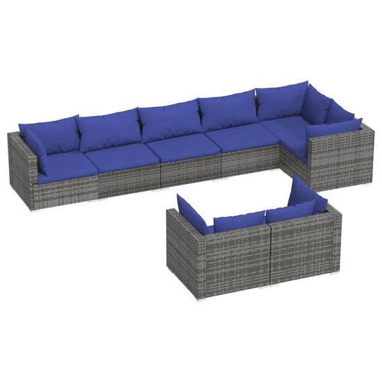 8-delige Loungeset met kussens poly rattan grijs MeubelReus