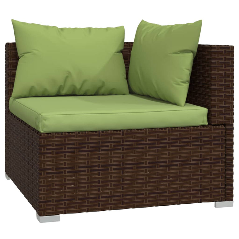 9-delige Loungeset met kussens poly rattan bruin