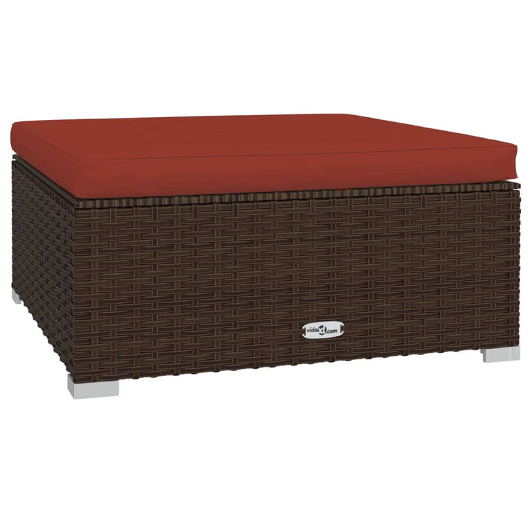 11-delige Loungeset met kussens poly rattan bruin