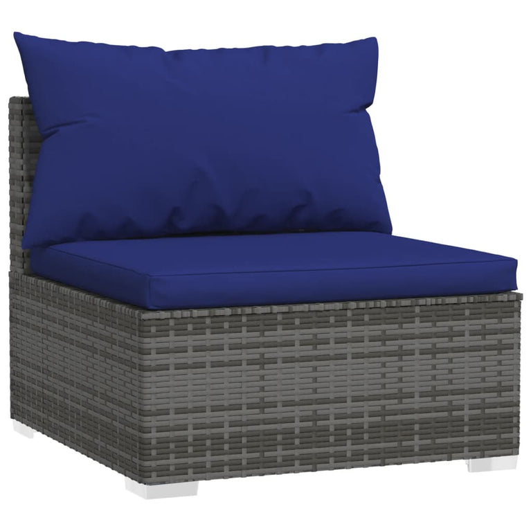 11-delige Loungeset met kussens poly rattan grijs
