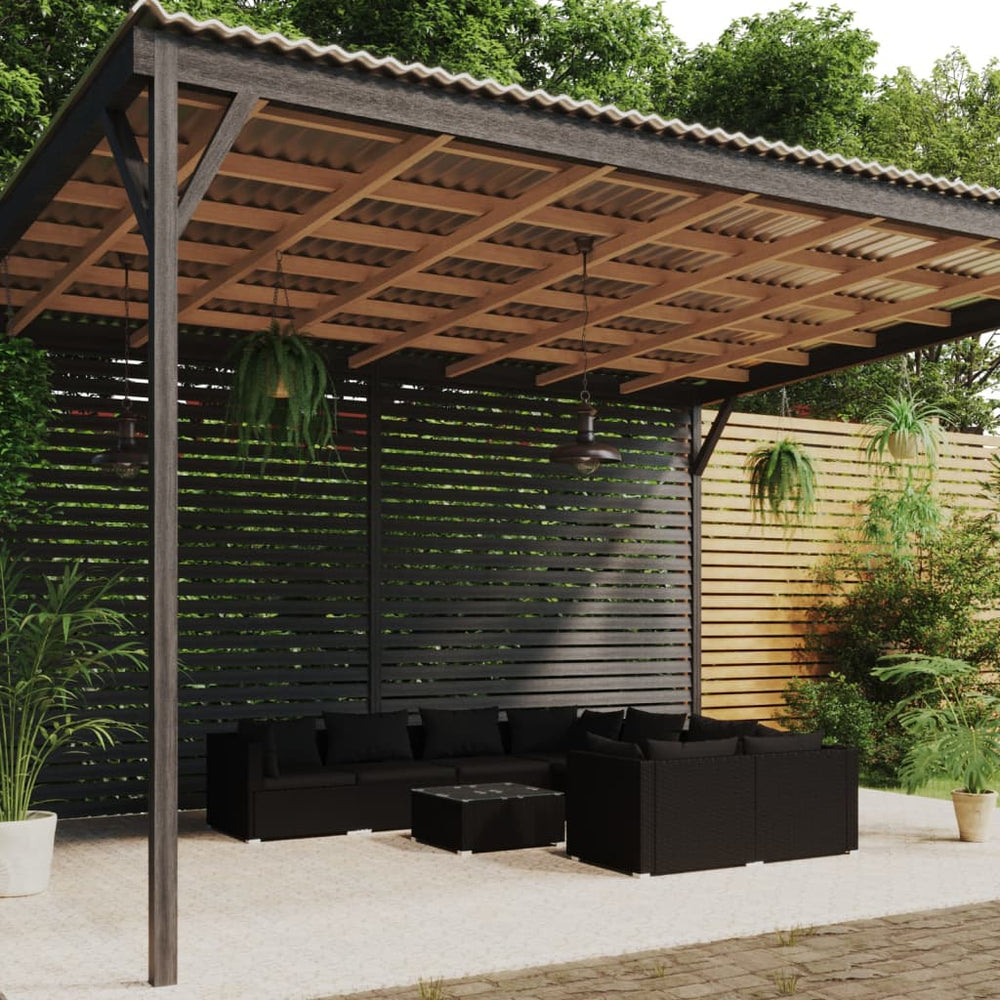 9-delige Loungeset met kussens poly rattan zwart MeubelReus