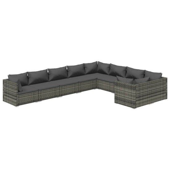 9-delige Loungeset met kussens poly rattan grijs MeubelReus