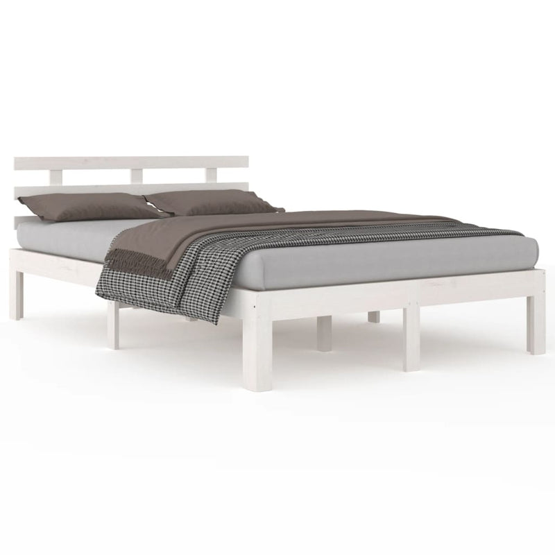 Bedframe massief hout wit 150x200 cm 5FT King Size