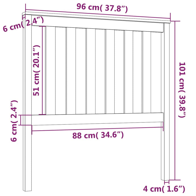 Hoofdbord 96x6x101 cm massief grenenhout wit