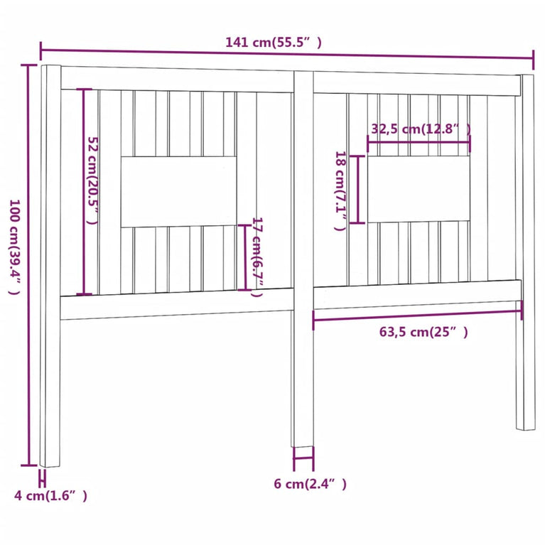 Hoofdbord 141x4x100 cm massief grenenhout wit