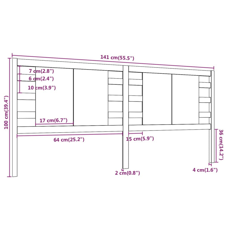 Hoofdbord 141x4x100 cm massief grenenhout wit