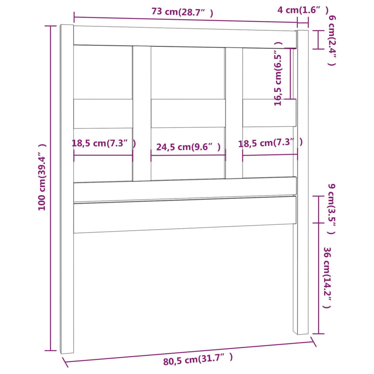 Hoofdbord 80,5x4x100 cm massief grenenhout wit