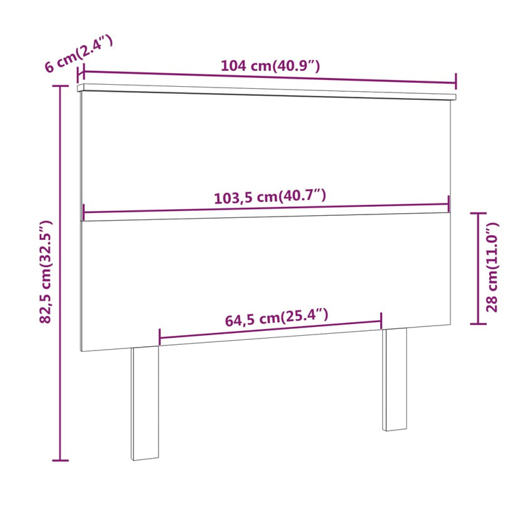 Hoofdbord 104x6x82,5 cm massief grenenhout wit