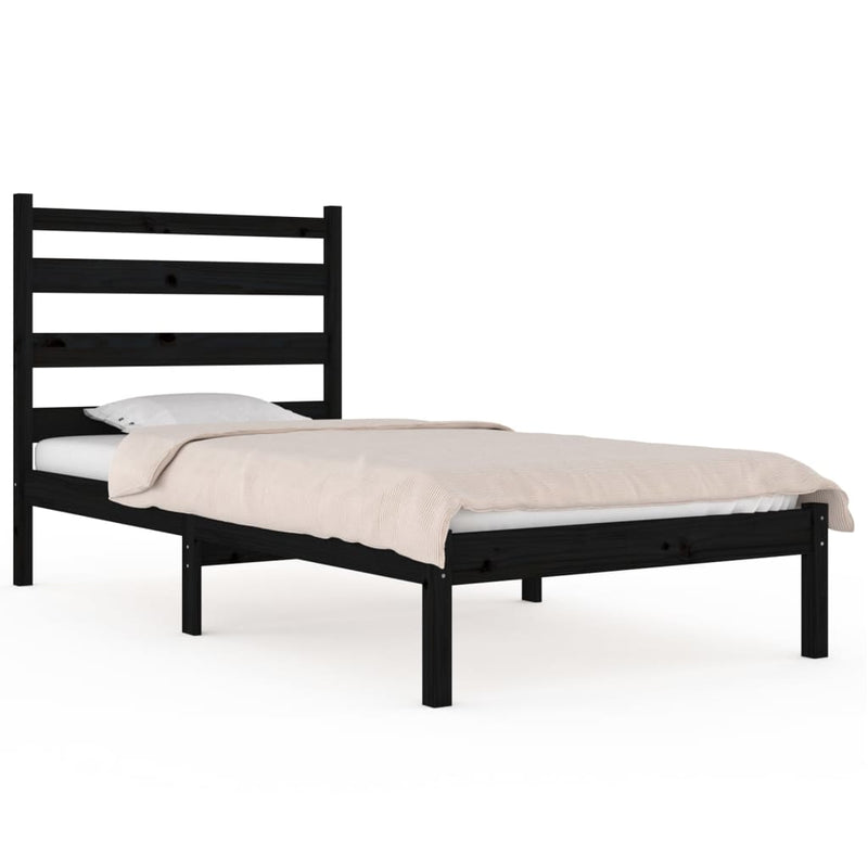 Bedframe massief grenenhout zwart 75x190 cm 2FT6 Small Single