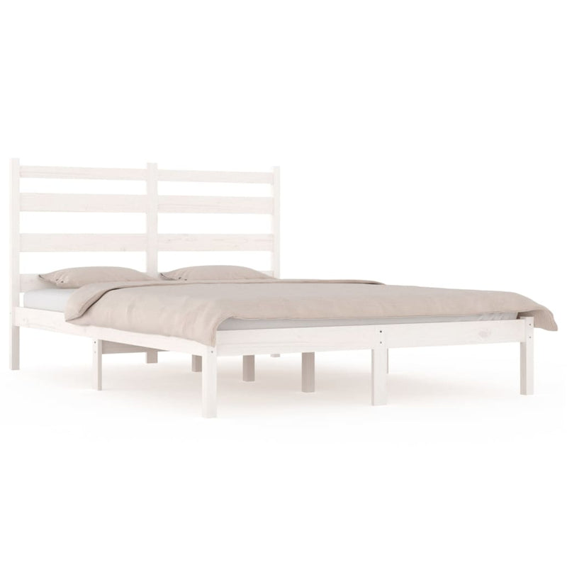 Bedframe massief grenenhout wit 140x200 cm