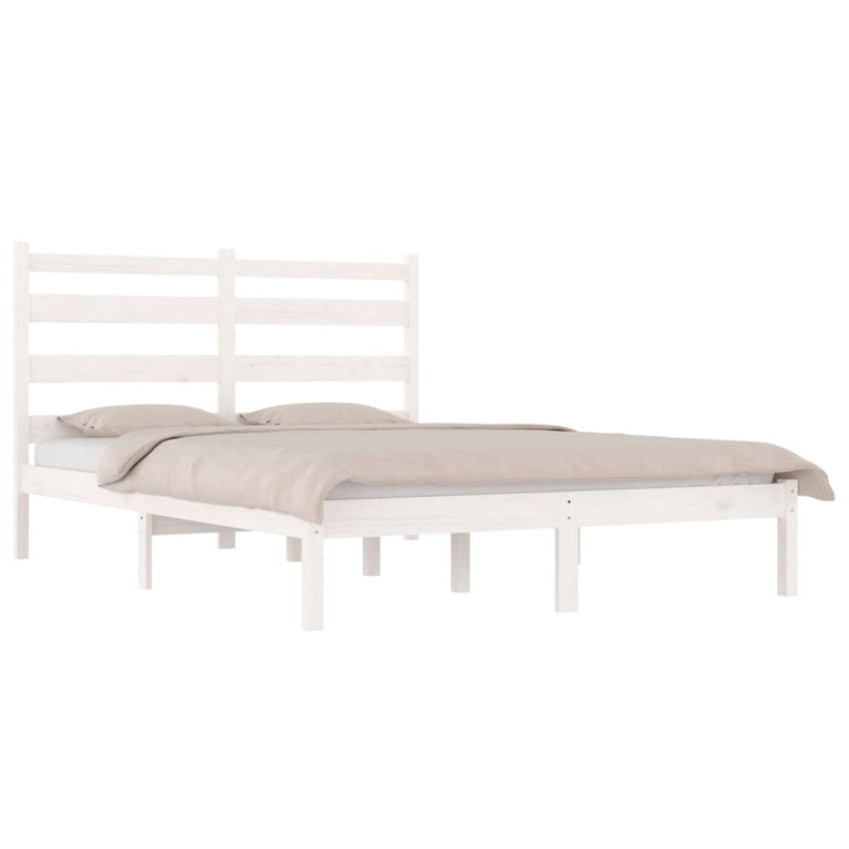 Bedframe massief grenenhout wit 140x200 cm