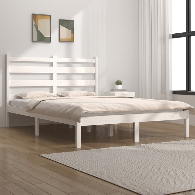 Bedframe massief grenenhout wit 140x200 cm