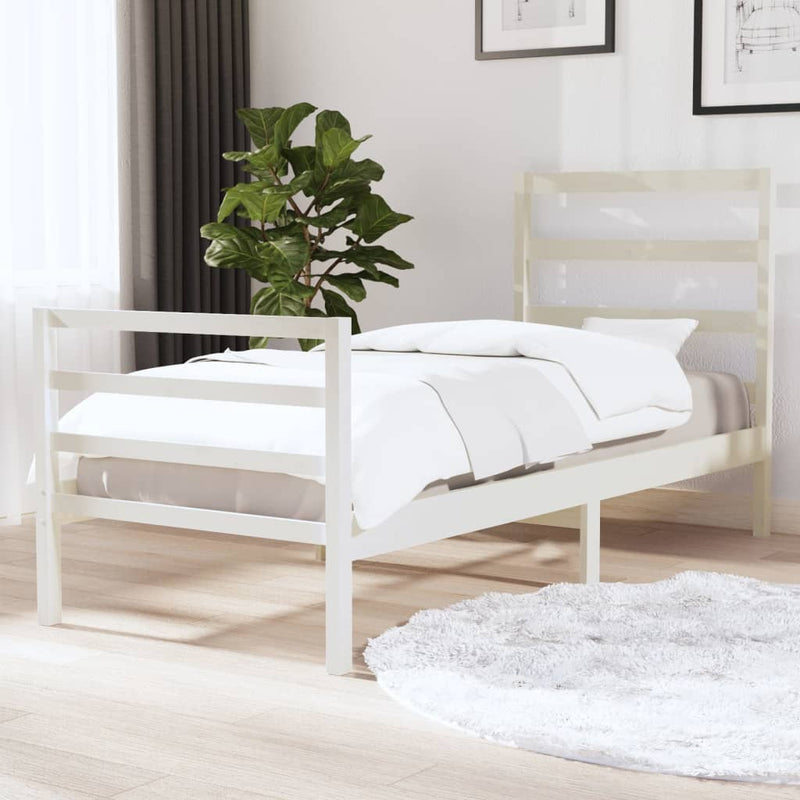 Bedframe massief grenenhout wit 90x190 cm 3FT Single
