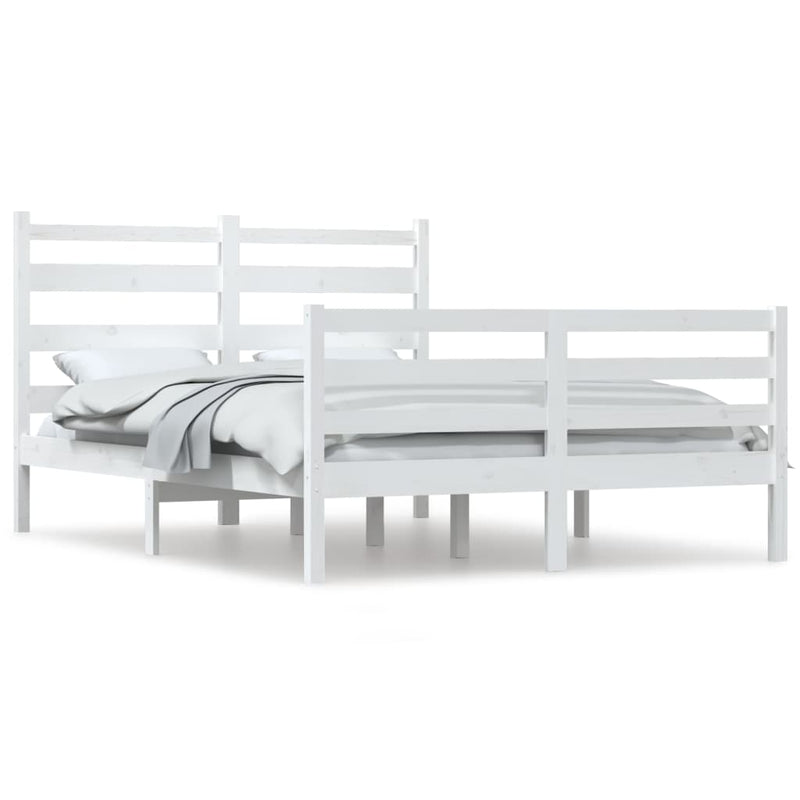 Bedframe massief grenenhout wit 120x200 cm