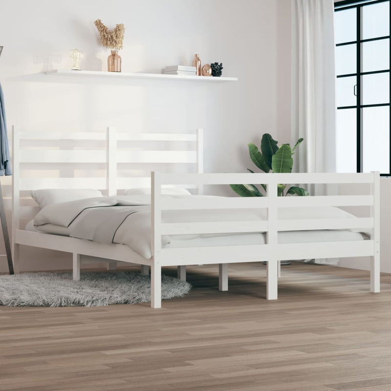 Bedframe massief grenenhout wit 120x200 cm
