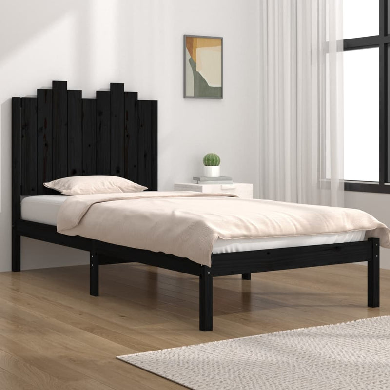 Bedframe massief grenenhout zwart 75x190 cm 2FT6 Small Single