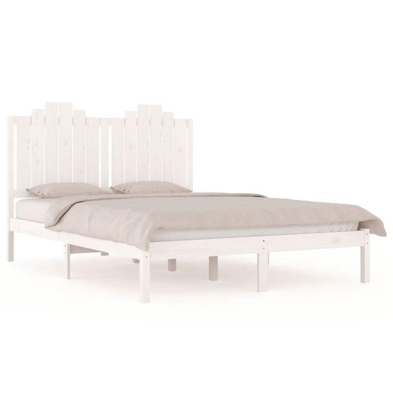 Bedframe massief grenenhout wit 150x200 cm 5FT King Size