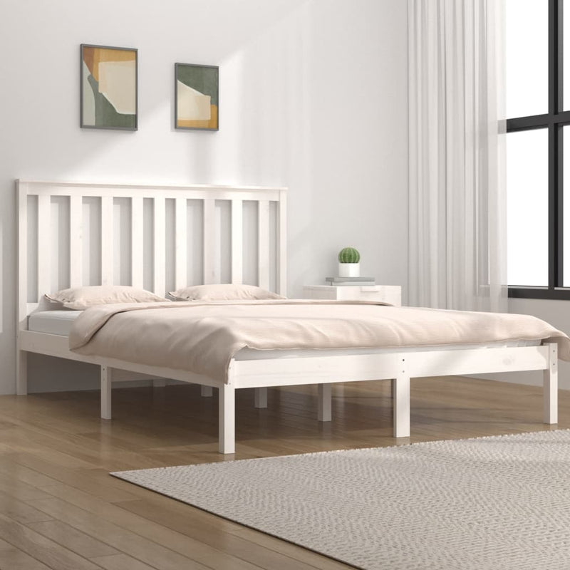 Bedframe massief grenenhout wit 135x190 cm 4FT6 Double