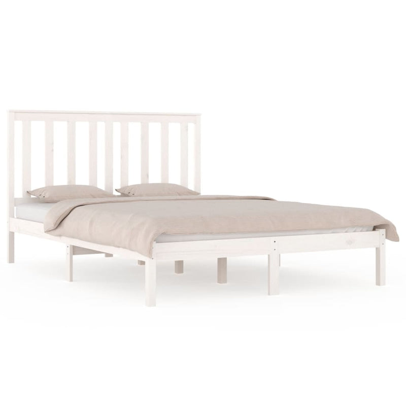 Bedframe massief grenenhout wit 150x200 cm 5FT King Size